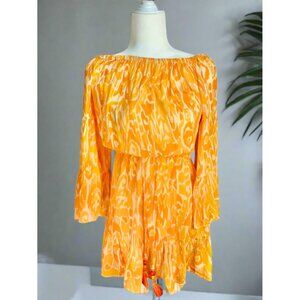 Blue Island Orange Patterned Mini Dress Women's Size Small
